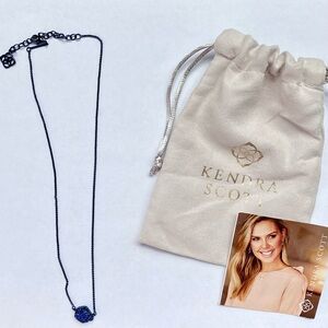 Kendra Scott Tess Necklace in Blue Drusy, Navy Gunmetal